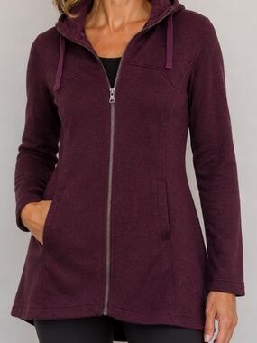 Mondetta Sweater Jacket Womens Size Large Burgundy Full Zip Casual Hiking